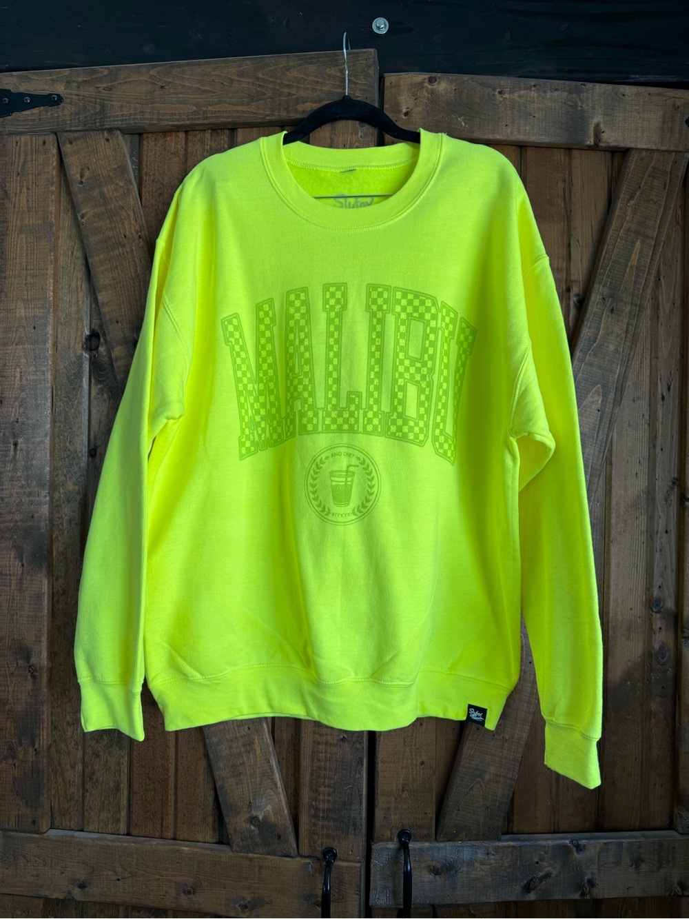 Slyfox threads Malibu Neon Yellow Graphic Crewneck Sweatshirt